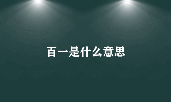 百一是什么意思