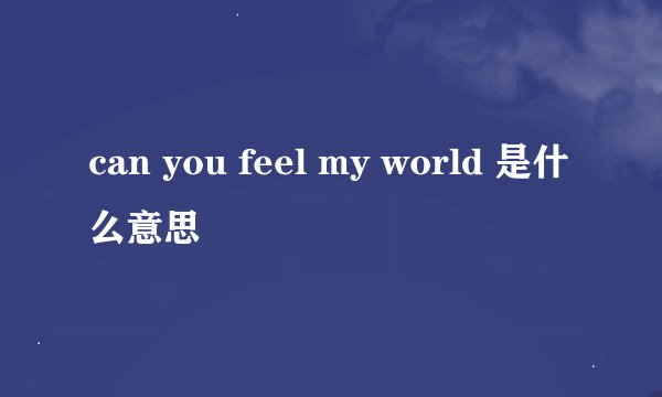 can you feel my world 是什么意思