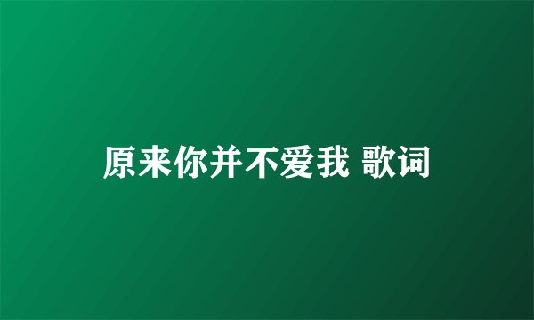 原来你并不爱我 歌词
