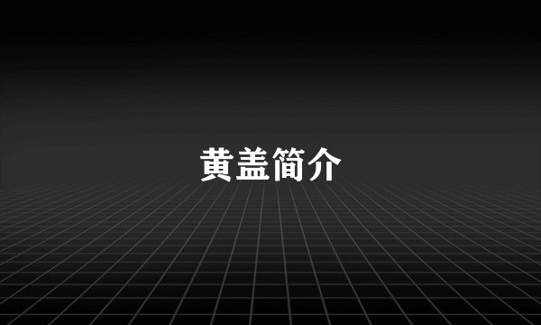 黄盖简介