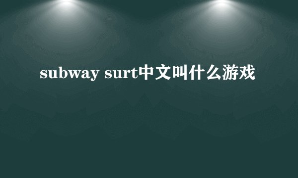 subway surt中文叫什么游戏
