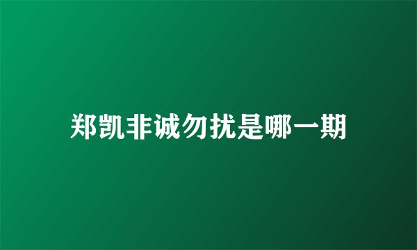郑凯非诚勿扰是哪一期