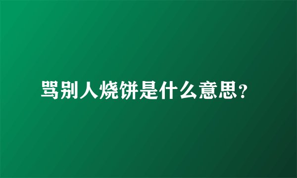 骂别人烧饼是什么意思？