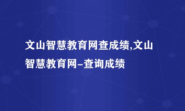文山智慧教育网查成绩,文山智慧教育网-查询成绩