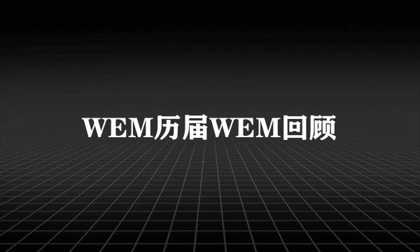 WEM历届WEM回顾