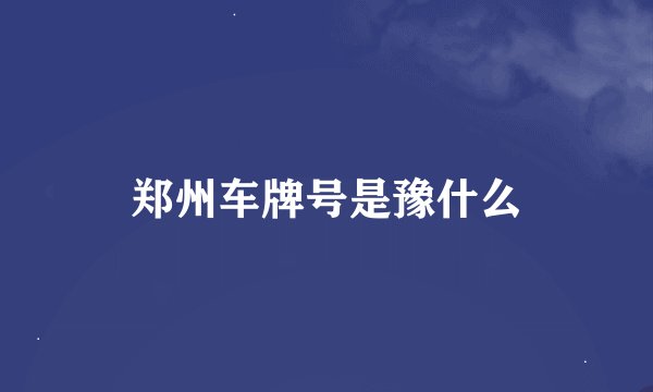 郑州车牌号是豫什么
