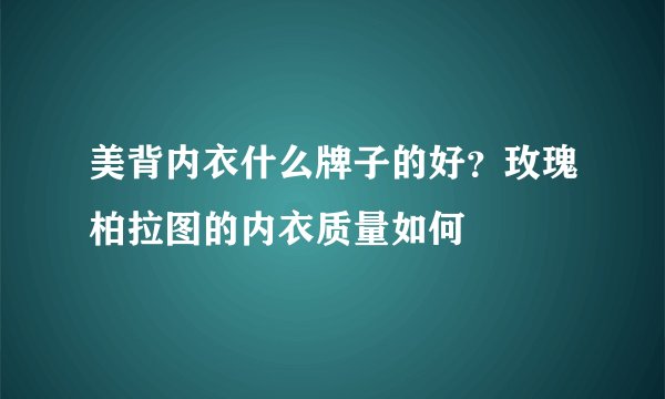美背内衣什么牌子的好？玫瑰柏拉图的内衣质量如何