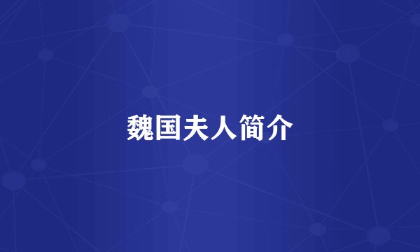 魏国夫人简介