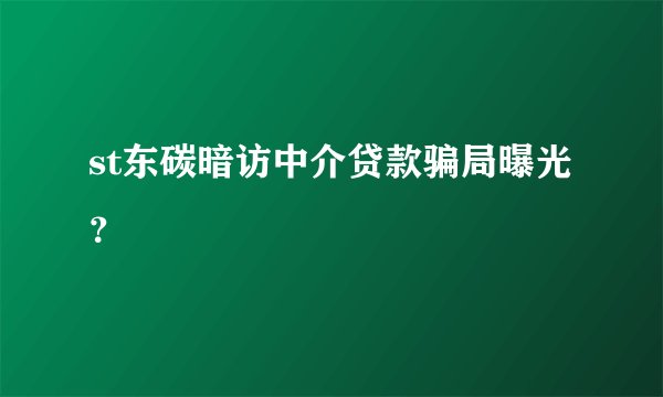 st东碳暗访中介贷款骗局曝光？