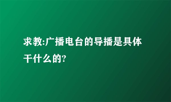 求教:广播电台的导播是具体干什么的?