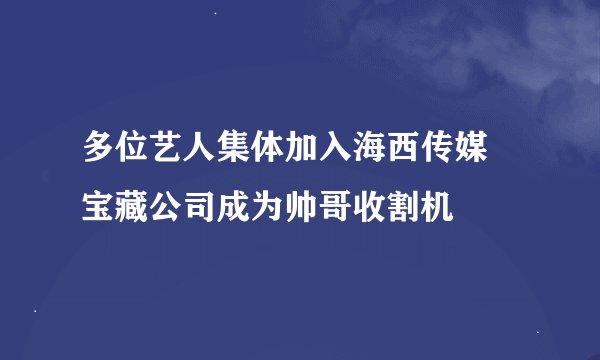 多位艺人集体加入海西传媒 宝藏公司成为帅哥收割机