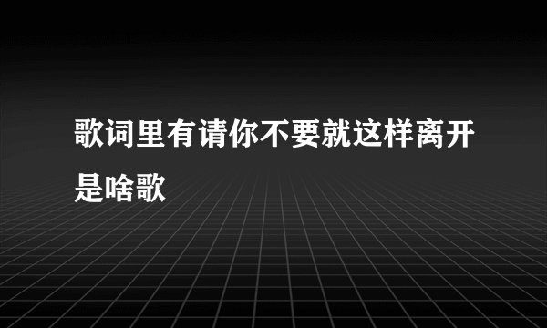 歌词里有请你不要就这样离开是啥歌