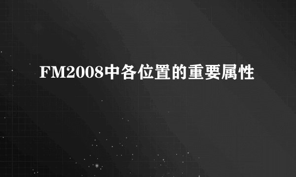 FM2008中各位置的重要属性