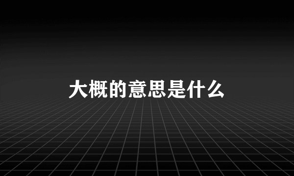 大概的意思是什么