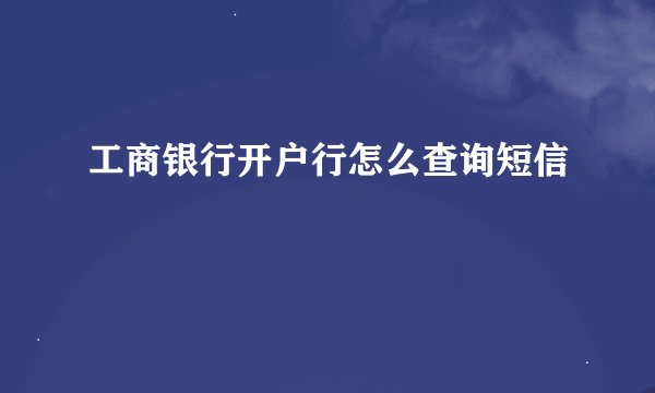 工商银行开户行怎么查询短信
