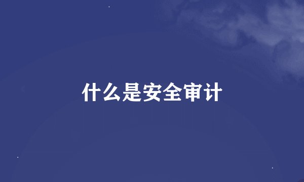 什么是安全审计