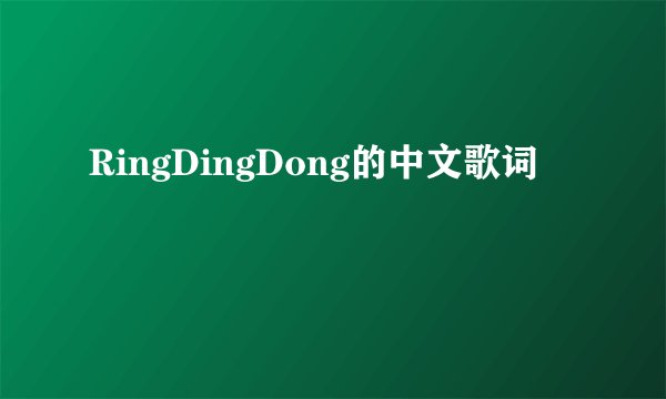 RingDingDong的中文歌词