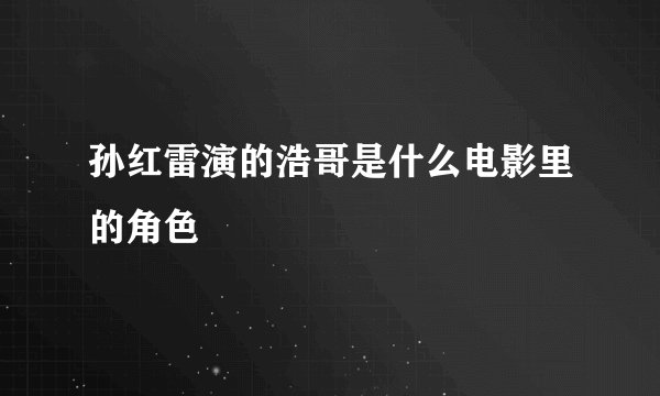 孙红雷演的浩哥是什么电影里的角色