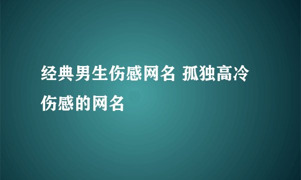 经典男生伤感网名 孤独高冷伤感的网名