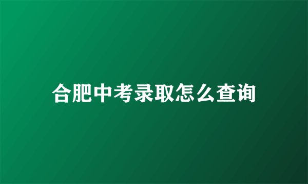 合肥中考录取怎么查询