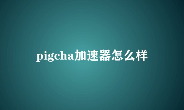 pigcha加速器怎么样