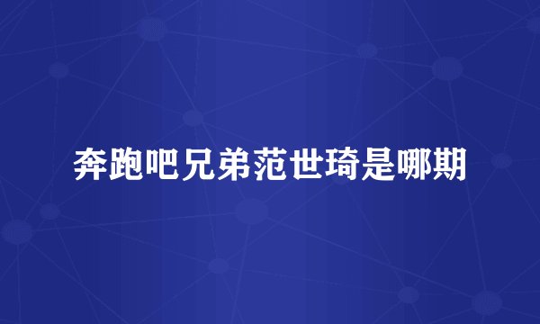 奔跑吧兄弟范世琦是哪期