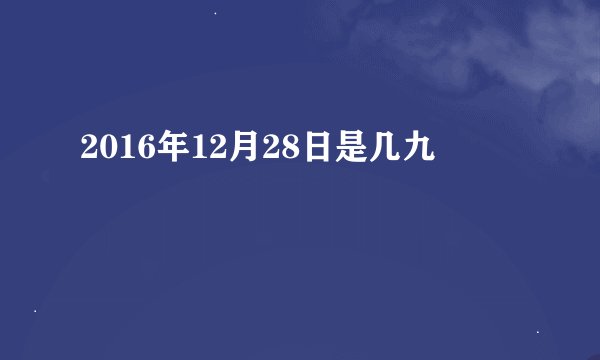 2016年12月28日是几九