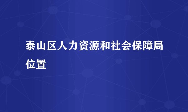 泰山区人力资源和社会保障局位置