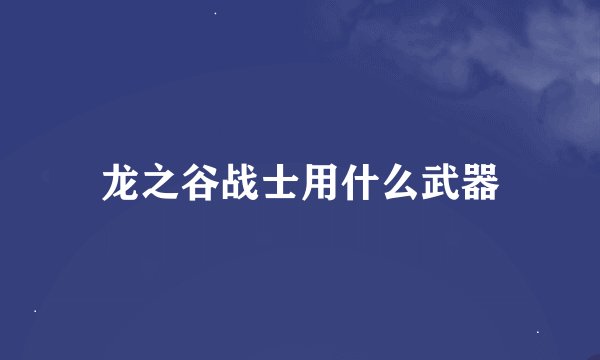 龙之谷战士用什么武器