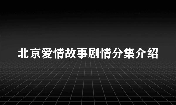 北京爱情故事剧情分集介绍