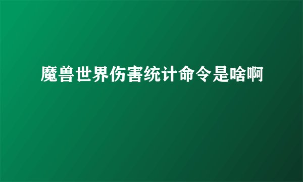 魔兽世界伤害统计命令是啥啊