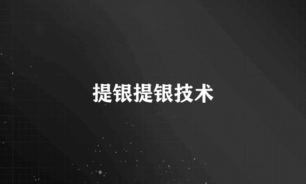 提银提银技术
