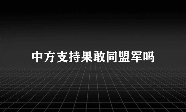 中方支持果敢同盟军吗