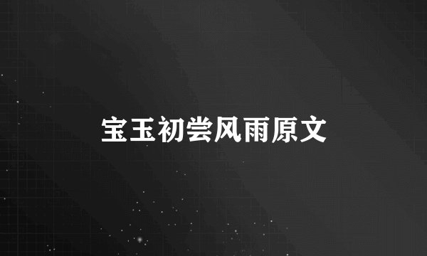 宝玉初尝风雨原文