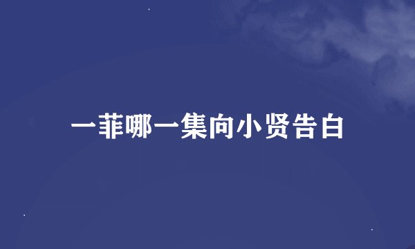 一菲哪一集向小贤告白