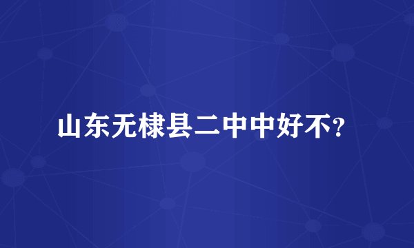 山东无棣县二中中好不？