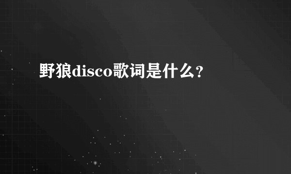 野狼disco歌词是什么？