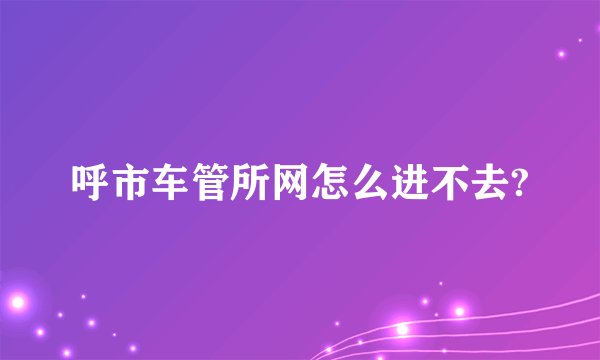 呼市车管所网怎么进不去?