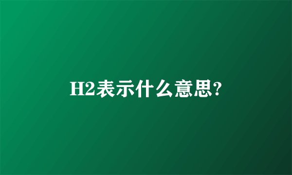 H2表示什么意思?