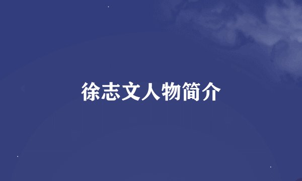 徐志文人物简介