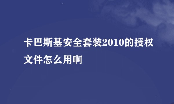 卡巴斯基安全套装2010的授权文件怎么用啊