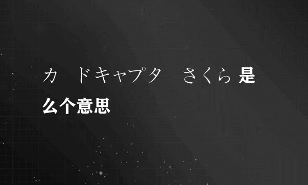 カードキャプターさくら 是么个意思