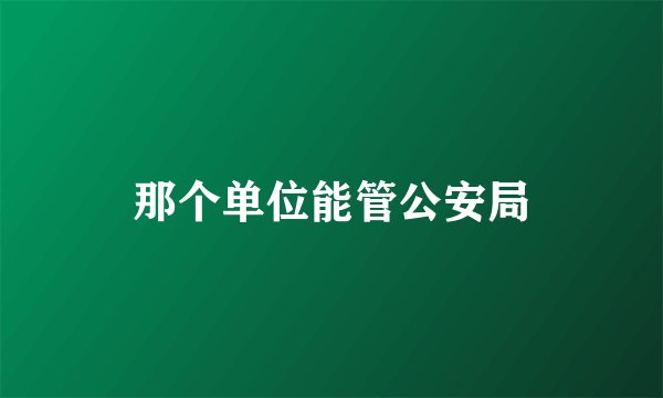 那个单位能管公安局
