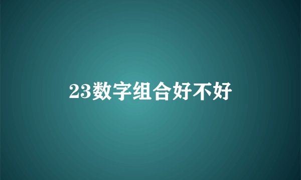 23数字组合好不好