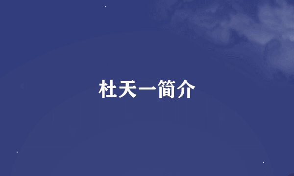 杜天一简介