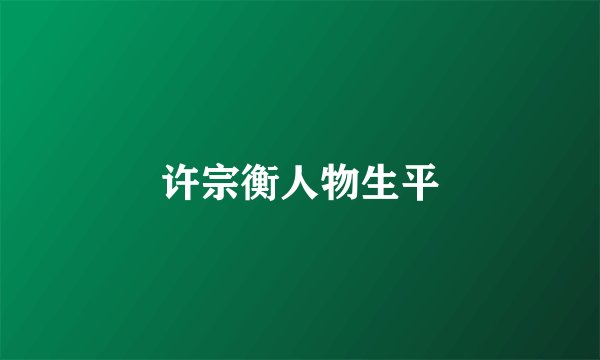 许宗衡人物生平