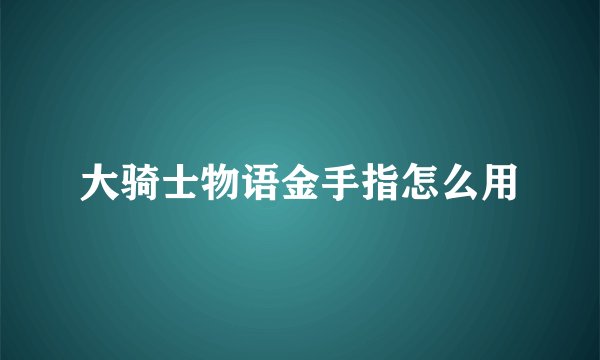 大骑士物语金手指怎么用