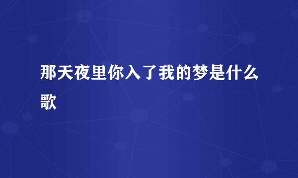 那天夜里你入了我的梦是什么歌