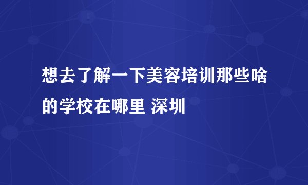 想去了解一下美容培训那些啥的学校在哪里 深圳