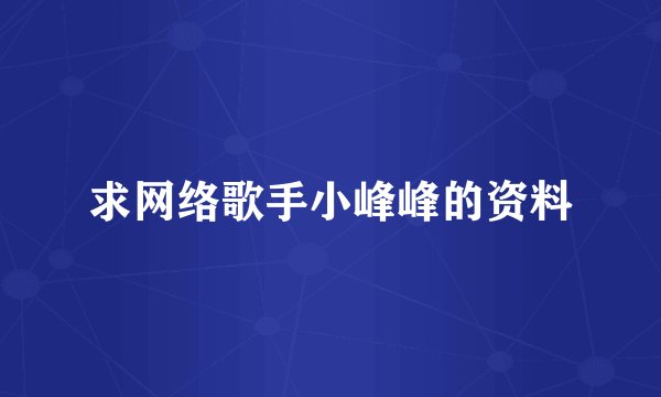 求网络歌手小峰峰的资料